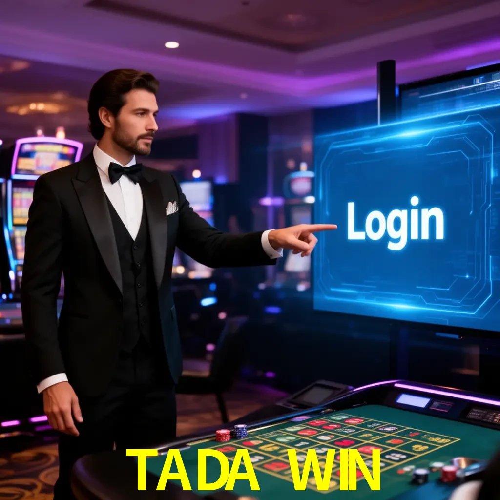 TADA WIN Login - OTP, cuenta y soporte Pantalla TADA WIN Login con OTP, contraseña, cuenta segura y soporte móvil